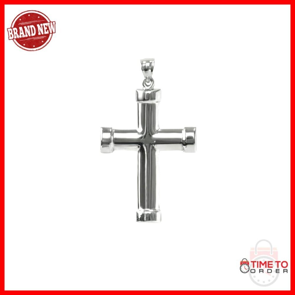 Sterling Silver Cross Pendant for Men and Women, Rhodium Plated, Tarnish